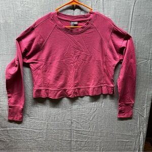 Sweaty Betty After Class Pink Crop Sweatshirt Thumbholes Unique Stiching US 8-10